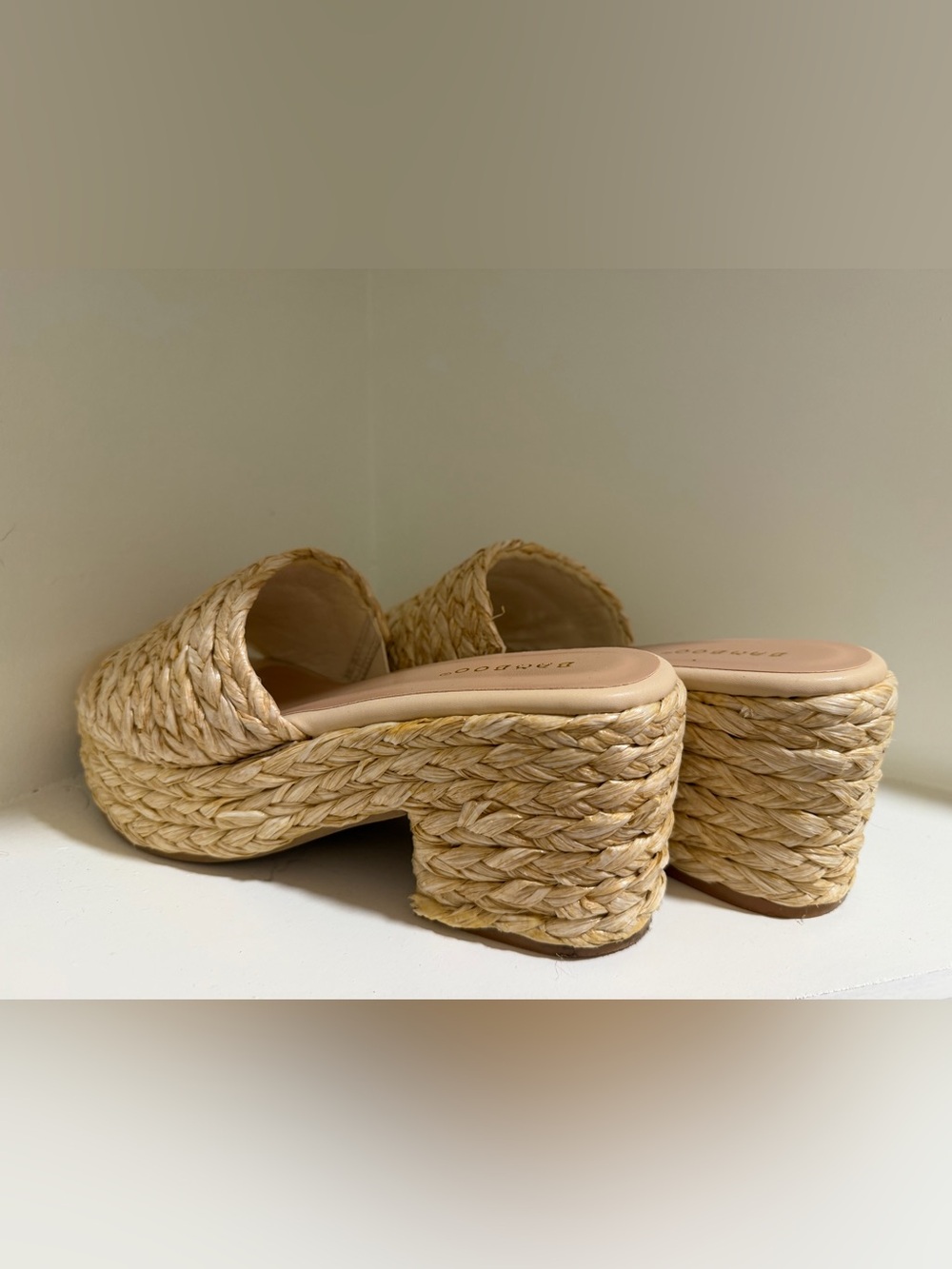 BAMBOO Natural Raffia Platform Mules - Picture 2 of 3